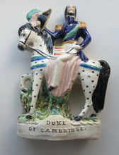 Load image into Gallery viewer, Antique Staffordshire Flatback Figurine. The Duke of Cambridge on Horseback
