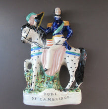 Load image into Gallery viewer, Antique Staffordshire Flatback Figurine. The Duke of Cambridge on Horseback
