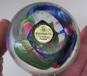 1990s Scottish Selkirk Glass Paperweight Original Sticker