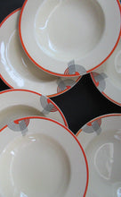Load image into Gallery viewer, Art Deco 1930s Royal Doulton Orange Red Tango Pattern Soup Bowls or Dishes
