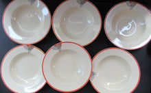 Load image into Gallery viewer, Art Deco 1930s Royal Doulton Orange Red Tango Pattern Soup Bowls or Dishes
