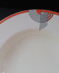 Art Deco 1930s Royal Doulton Orange Red Tango Pattern Soup Bowls or Dishes