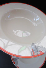 Load image into Gallery viewer, Art Deco 1930s Royal Doulton Orange Red Tango Pattern Soup Bowls or Dishes
