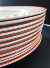 Load image into Gallery viewer, Art Deco 1930s Royal Doulton Orange Red Tango Pattern Soup Bowls or Dishes
