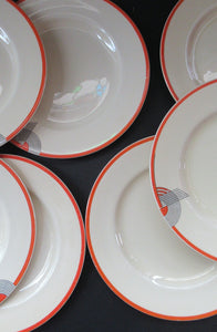 Royal Doulton 1930s Orange Tango Dessert Plates 9 1/2 inches
