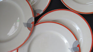 Royal Doulton 1930s Orange Tango Dessert Plates 9 1/2 inches