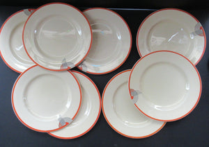 Royal Doulton 1930s Orange Tango Dessert Plates 9 1/2 inches