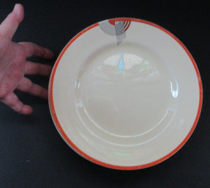 Stylish Geometric ROYAL DOULTON Orange & Black TANGO Pattern Dessert Plates. 9 1/2 inches