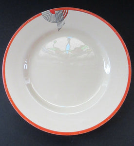 Stylish Geometric ROYAL DOULTON Orange & Black TANGO Pattern Dessert Plates. 9 1/2 inches