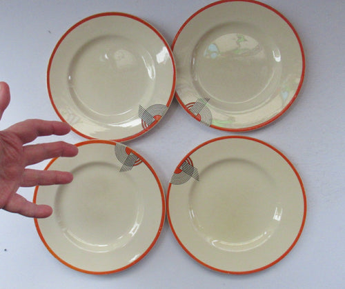 1930s Art Deco Orange Red Royal Doulton Tango Cermamic Side Plates