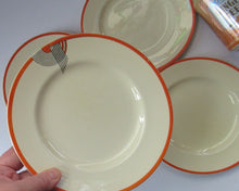Load image into Gallery viewer, 1930s Art Deco Orange Red Royal Doulton Tango Cermamic Side Plates

