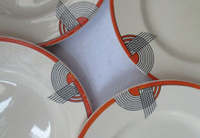 Load image into Gallery viewer, 1930s Art Deco Orange Red Royal Doulton Tango Cermamic Side Plates
