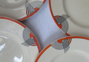 1930s Art Deco Orange Red Royal Doulton Tango Cermamic Side Plates