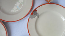 Load image into Gallery viewer, 1930s Art Deco Orange Red Royal Doulton Tango Cermamic Side Plates
