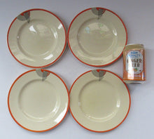 Load image into Gallery viewer, 1930s Art Deco Orange Red Royal Doulton Tango Cermamic Side Plates
