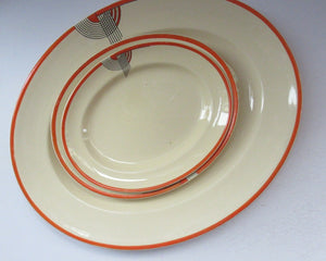 Smaller Royal Doulton Orange 1930s Art Deco Tango Pattern Serving Platter