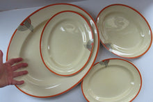 Load image into Gallery viewer, Smaller Royal Doulton Orange 1930s Art Deco Tango Pattern Serving Platter
