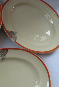 Smaller Royal Doulton Orange 1930s Art Deco Tango Pattern Serving Platter