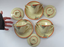 Load image into Gallery viewer, Royal Doulton 1930s Art Deco Royal Tango Lidded Cup and Saucer
