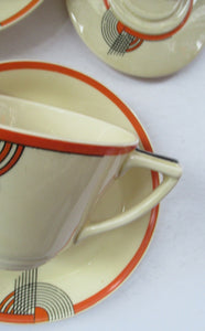 Royal Doulton 1930s Art Deco Royal Tango Lidded Cup and Saucer