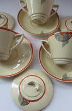 Load image into Gallery viewer, Royal Doulton 1930s Art Deco Royal Tango Lidded Cup and Saucer
