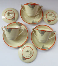 Load image into Gallery viewer, Royal Doulton 1930s Art Deco Royal Tango Lidded Cup and Saucer
