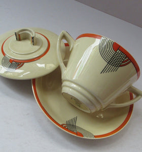 Royal Doulton 1930s Art Deco Royal Tango Lidded Cup and Saucer