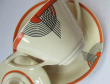 Load image into Gallery viewer, Royal Doulton 1930s Art Deco Royal Tango Lidded Cup and Saucer
