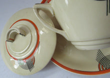 Load image into Gallery viewer, Royal Doulton 1930s Art Deco Royal Tango Lidded Cup and Saucer
