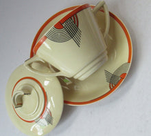 Load image into Gallery viewer, Royal Doulton 1930s Art Deco Royal Tango Lidded Cup and Saucer
