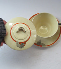 Load image into Gallery viewer, Royal Doulton 1930s Art Deco Royal Tango Lidded Cup and Saucer
