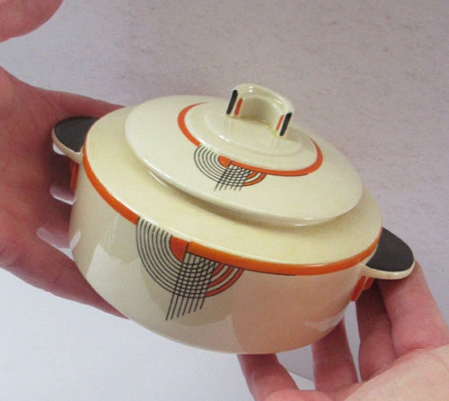 1930s Royal Doulton Art Deco Miniature Lidded Serving Dish Orange Tango