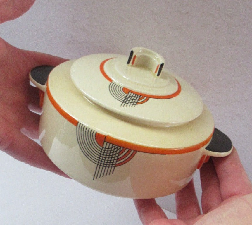 1930s Royal Doulton Art Deco Miniature Lidded Serving Dish Orange Tango