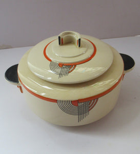 1930s Royal Doulton Art Deco Miniature Lidded Serving Dish Orange Tango