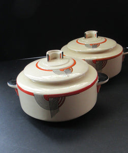 1930s Royal Doulton Art Deco Miniature Lidded Serving Dish Orange Tango