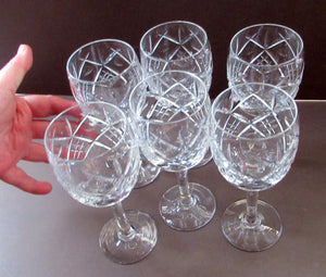Set of six Matching Vintage Lead Crystal Wine Glasses. Good quality and perfect