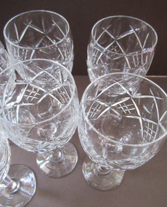 Set of six Matching Vintage Lead Crystal Wine Glasses. Good quality and perfect