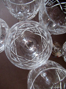 Set of six Matching Vintage Lead Crystal Wine Glasses. Good quality and perfect