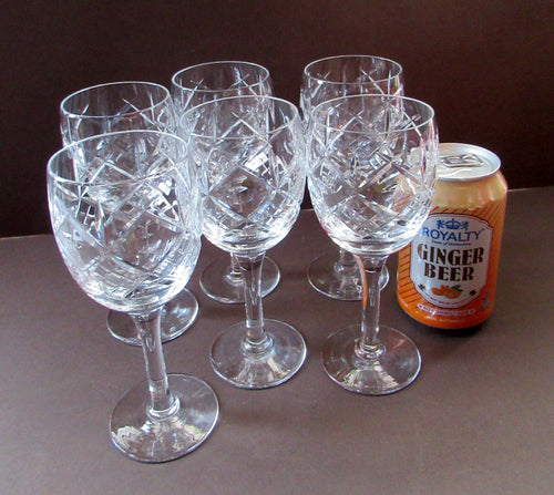 Set of six Matching Vintage Lead Crystal Wine Glasses. Good quality and perfect