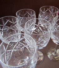 Load image into Gallery viewer, Set of six Matching Vintage Lead Crystal Wine Glasses. Good quality and perfect
