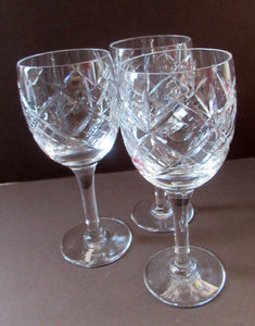 Set of six Matching Vintage Lead Crystal Wine Glasses. Good quality and perfect