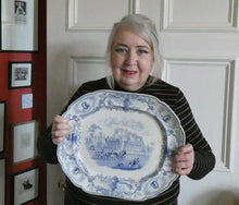 Load image into Gallery viewer, Scottish Pottery Modern Athens Blue and White Pottery Ashet. 1850s Royal Institution Edinburgh
