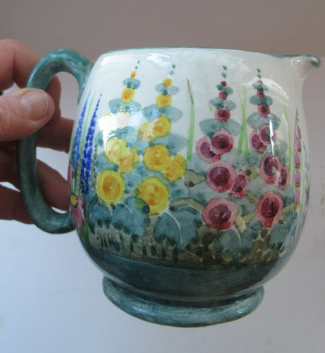 1920s Mak Merry Large Jug with Country Garden Decoration