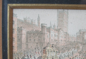 Victorian Royal 1840s Needlebox Print. Opening of Houses of Parliament Queen Victoria