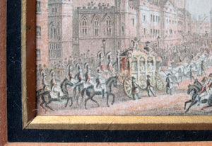 Victorian Royal 1840s Needlebox Print. Opening of Houses of Parliament Queen Victoria