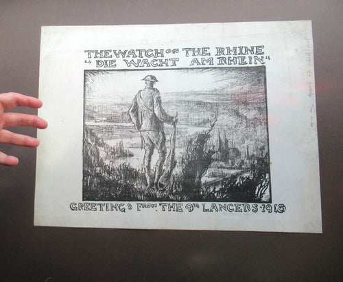 Frank Brangwyn WWI Proof for a Poster. Lithograph. Watch on the Rhine 9th  Lancers. Pencil Signed