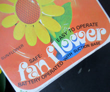 Load image into Gallery viewer, 1960s Flower Power Hong Kong Battery Hand Held Fan
