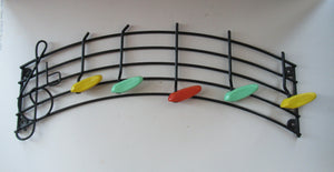 Vintage 1950s Wire Work Coat rack with Musical Notes in Coloured Plastic