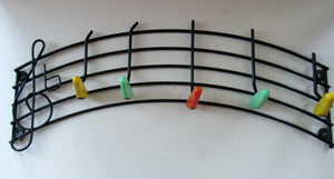 Vintage 1950s Wire Work Coat rack with Musical Notes in Coloured Plastic