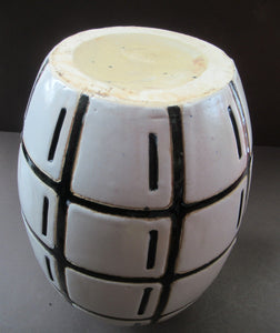 Vintage Mid Century Art Pottery Studio Pottery Large Black and White Vase